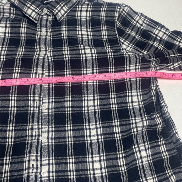 Lands' End Navy and White button down  Checkered Shirt 16p - Picture 5 of 8